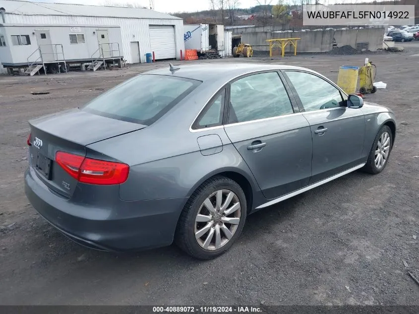 2015 Audi A4 2.0T Premium VIN: WAUBFAFL5FN014922 Lot: 40889072