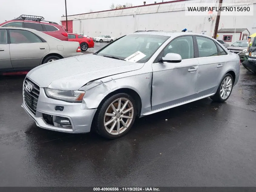 2015 Audi A4 2.0T Premium VIN: WAUBFAFL4FN015690 Lot: 40906556