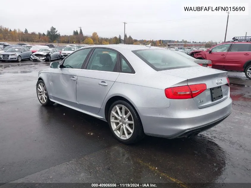 2015 Audi A4 2.0T Premium VIN: WAUBFAFL4FN015690 Lot: 40906556