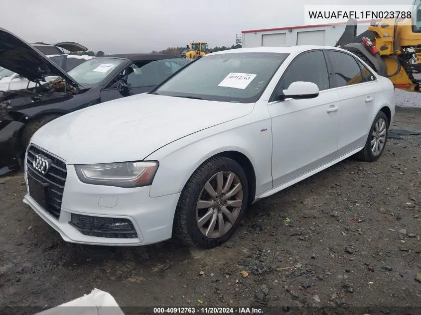 2015 Audi A4 2.0T Premium VIN: WAUAFAFL1FN023788 Lot: 40912763