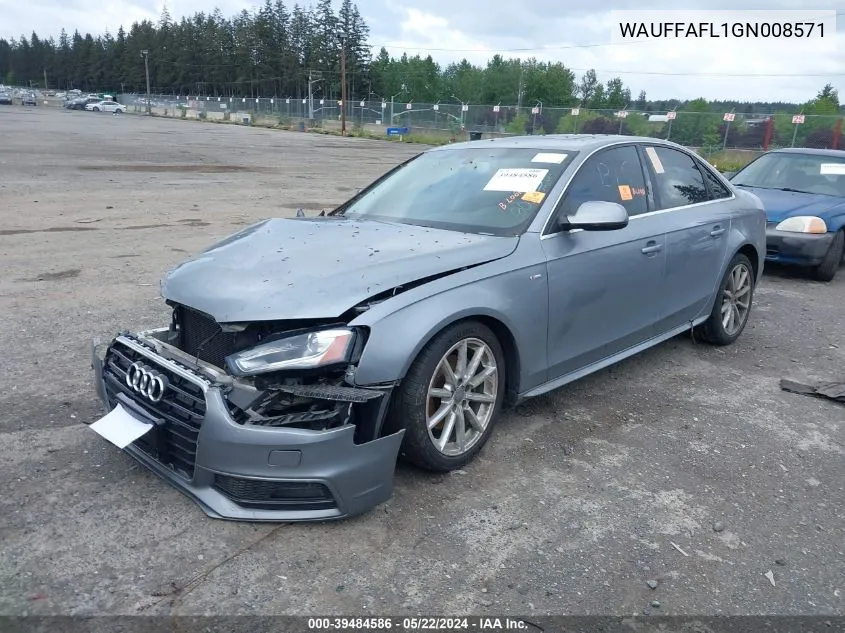 WAUFFAFL1GN008571 2016 Audi A4 2.0T Premium