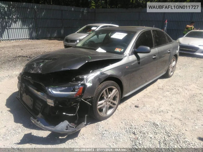 2016 Audi A4 2.0T Premium VIN: WAUBFAFL1GN011727 Lot: 39834973