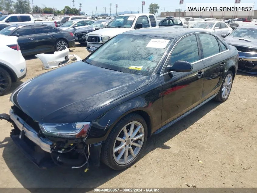 2016 Audi A4 2.0T Premium VIN: WAUAFAFL9GN011857 Lot: 40026957