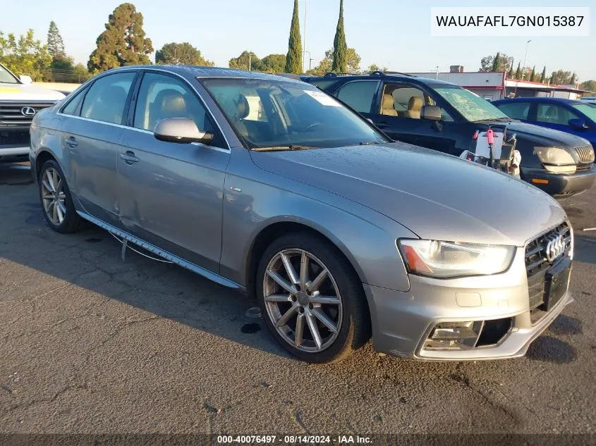 2016 Audi A4 2.0T Premium VIN: WAUAFAFL7GN015387 Lot: 40076497