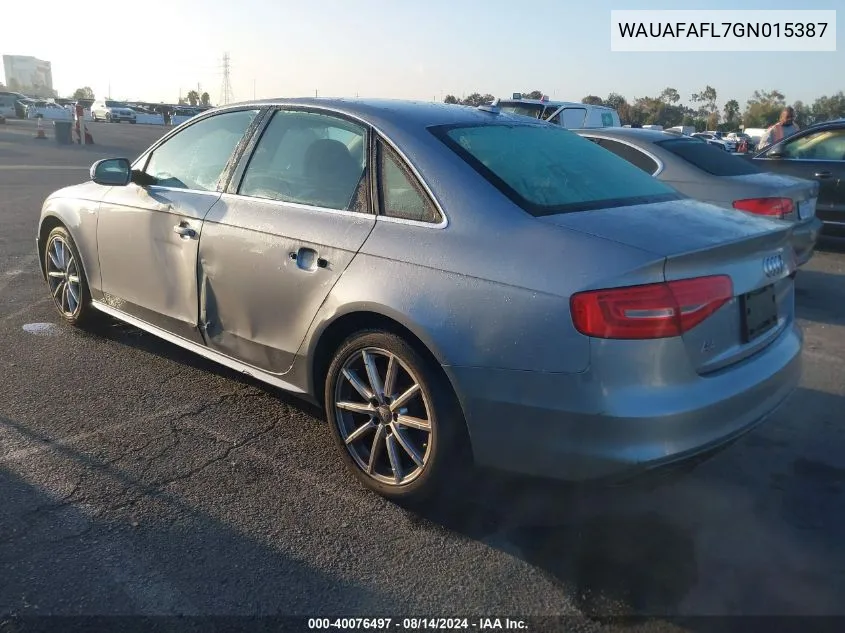 2016 Audi A4 2.0T Premium VIN: WAUAFAFL7GN015387 Lot: 40076497