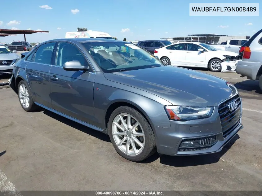 2016 Audi A4 2.0T Premium VIN: WAUBFAFL7GN008489 Lot: 40098706