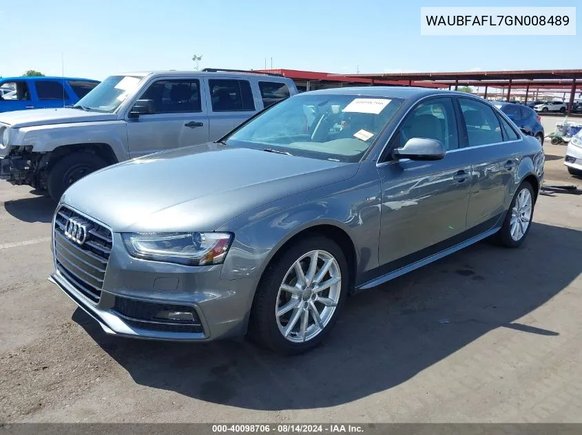 2016 Audi A4 2.0T Premium VIN: WAUBFAFL7GN008489 Lot: 40098706