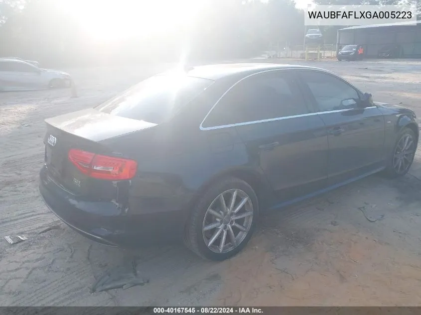 2016 Audi A4 2.0T Premium VIN: WAUBFAFLXGA005223 Lot: 40167545