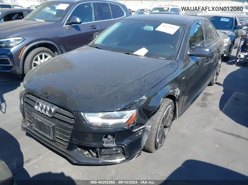 2016 Audi A4 2.0T Premium VIN: WAUAFAFLXGN012080 Lot: 40292065