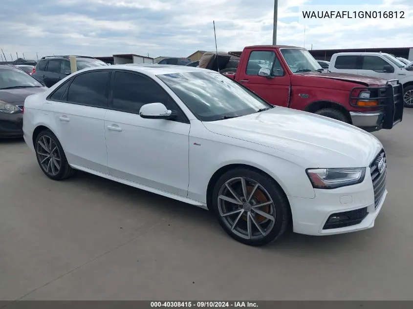 2016 Audi A4 2.0T Premium VIN: WAUAFAFL1GN016812 Lot: 40308415