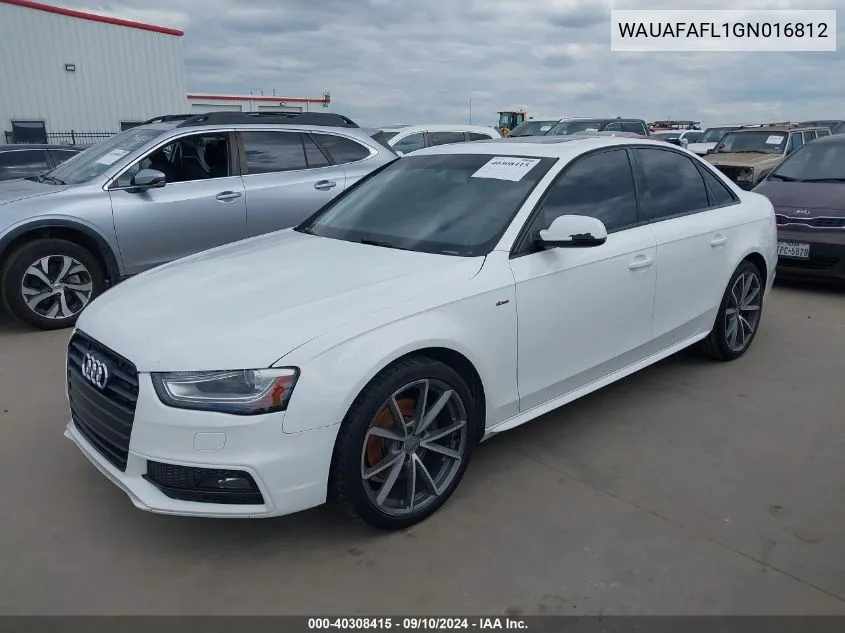 WAUAFAFL1GN016812 2016 Audi A4 2.0T Premium