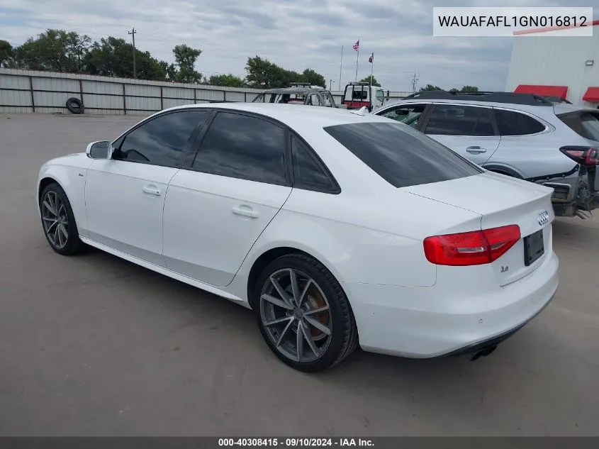 WAUAFAFL1GN016812 2016 Audi A4 2.0T Premium