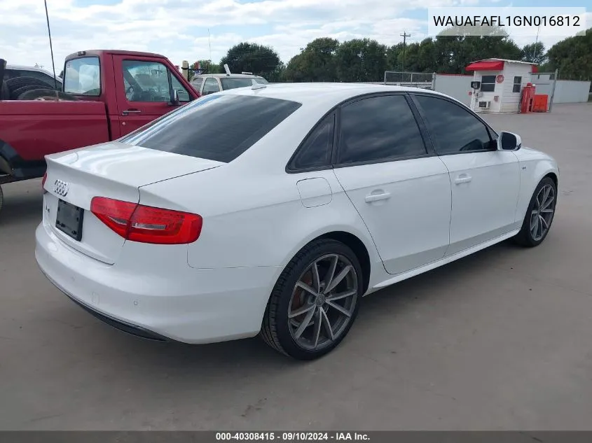 2016 Audi A4 2.0T Premium VIN: WAUAFAFL1GN016812 Lot: 40308415