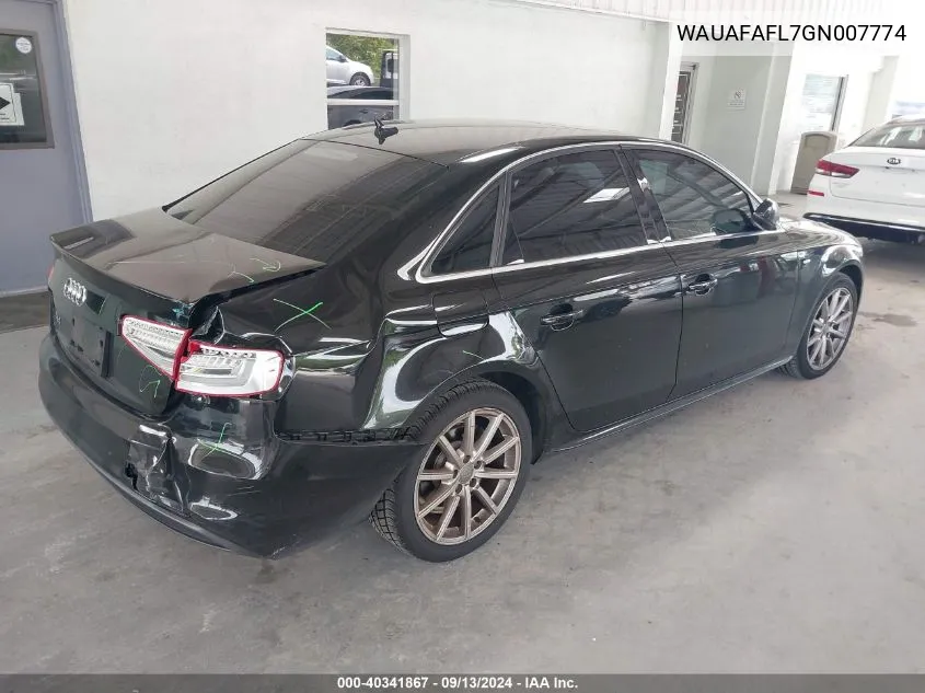 2016 Audi A4 Premium S-Line VIN: WAUAFAFL7GN007774 Lot: 40341867