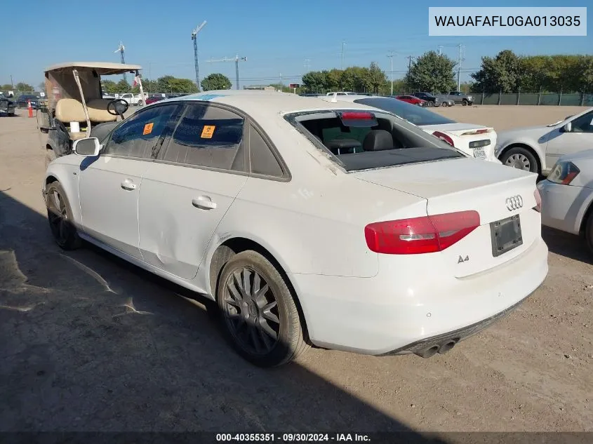 2016 Audi A4 2.0T Premium VIN: WAUAFAFL0GA013035 Lot: 40355351