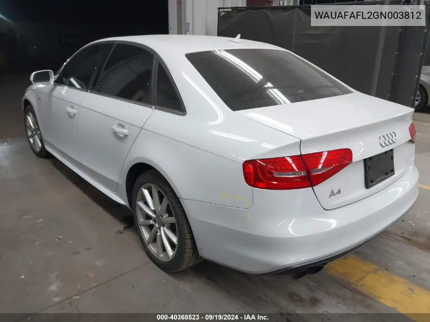 WAUAFAFL2GN003812 2016 Audi A4 2.0T Premium