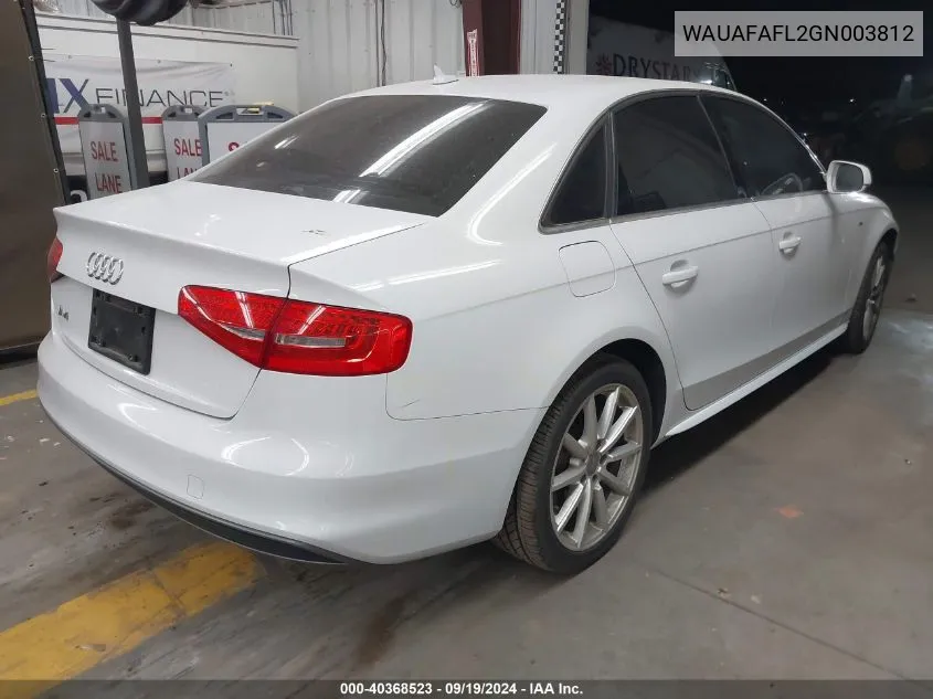 2016 Audi A4 2.0T Premium VIN: WAUAFAFL2GN003812 Lot: 40368523