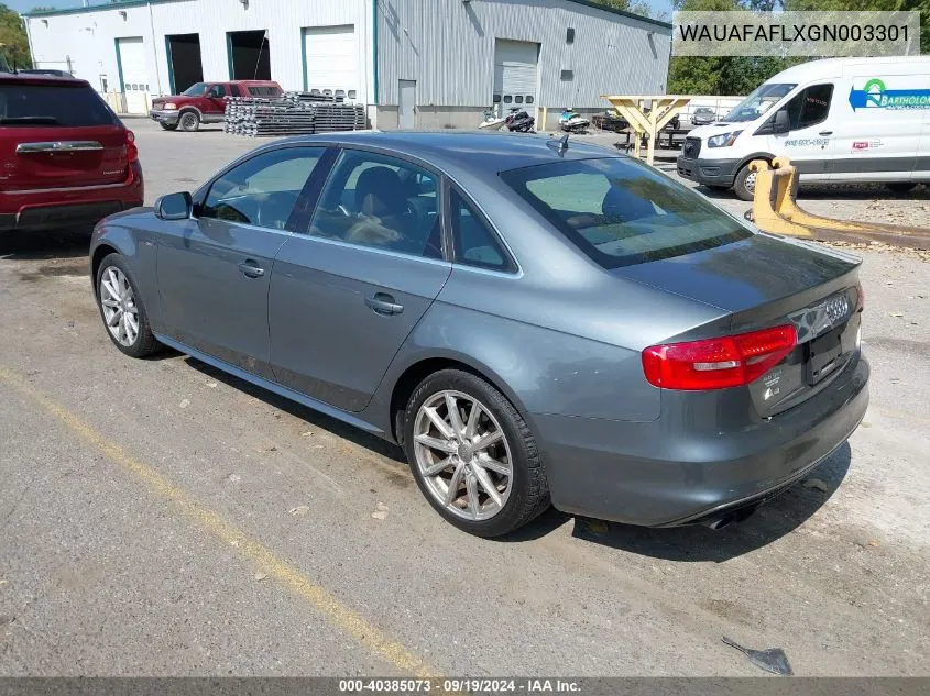 2016 Audi A4 2.0T Premium VIN: WAUAFAFLXGN003301 Lot: 40385073