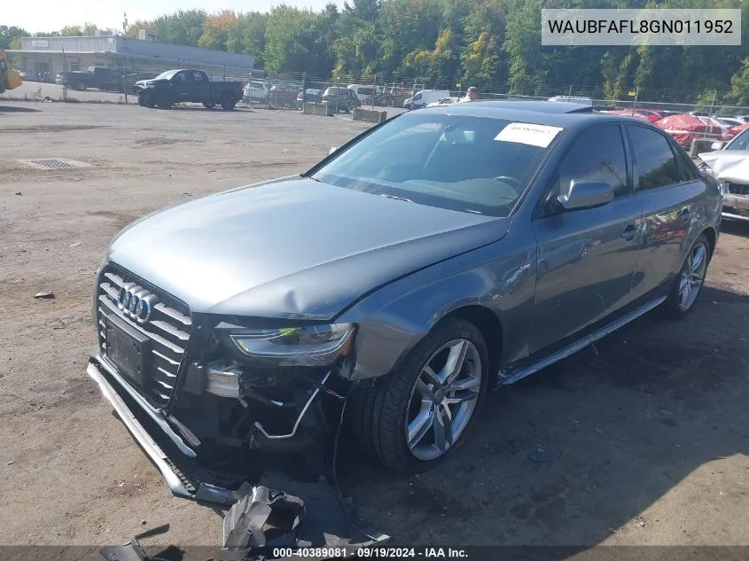 WAUBFAFL8GN011952 2016 Audi A4 2.0T Premium