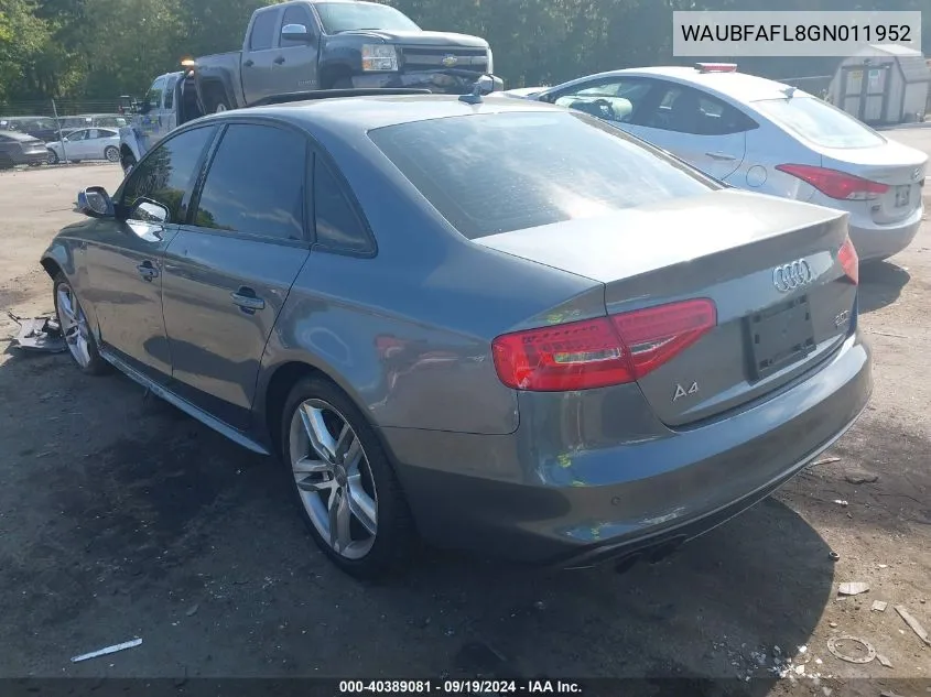 2016 Audi A4 2.0T Premium VIN: WAUBFAFL8GN011952 Lot: 40389081