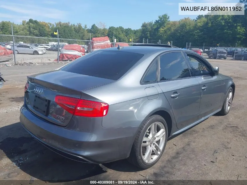 WAUBFAFL8GN011952 2016 Audi A4 2.0T Premium