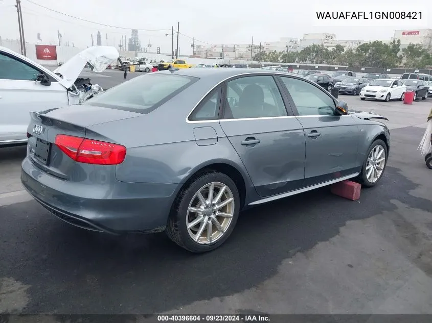 WAUAFAFL1GN008421 2016 Audi A4 2.0T Premium