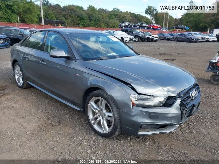 2016 Audi A4 2.0T Premium VIN: WAUBFAFL2GN011753 Lot: 40401858