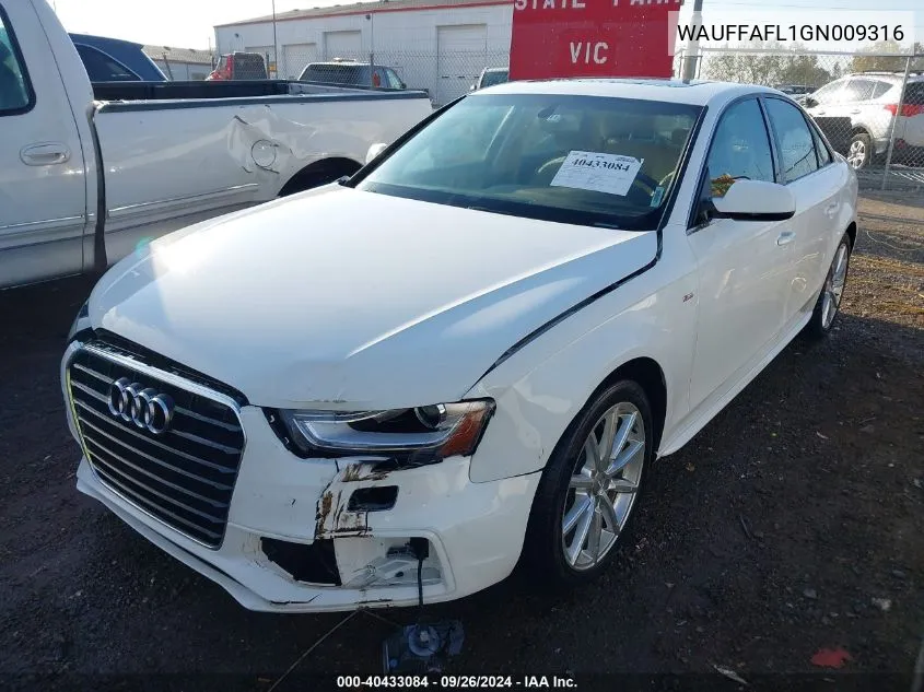 2016 Audi A4 Premium Plus S-Line VIN: WAUFFAFL1GN009316 Lot: 40433084