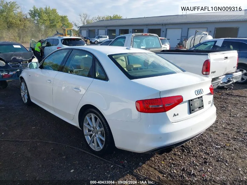 2016 Audi A4 Premium Plus S-Line VIN: WAUFFAFL1GN009316 Lot: 40433084