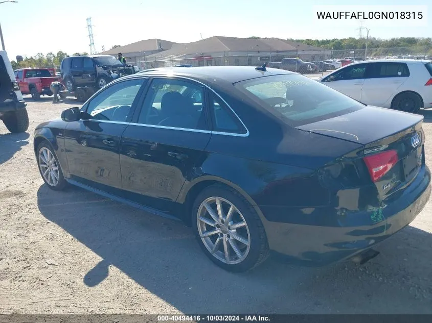 WAUFFAFL0GN018315 2016 Audi A4 2.0T Premium