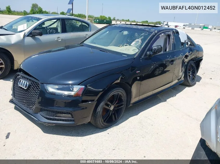 2016 Audi A4 2.0T Premium VIN: WAUBFAFL4GN012452 Lot: 40571683