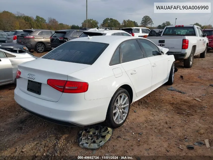 2016 Audi A4 2.0T Premium VIN: WAUAFAFL9GA006990 Lot: 40682724