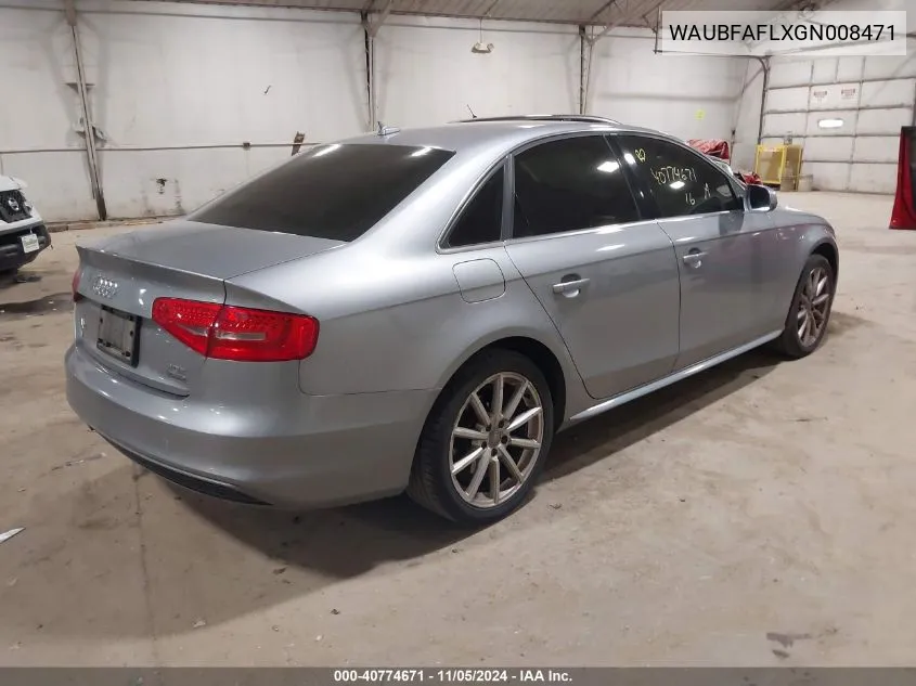 2016 Audi A4 2.0T Premium VIN: WAUBFAFLXGN008471 Lot: 40774671