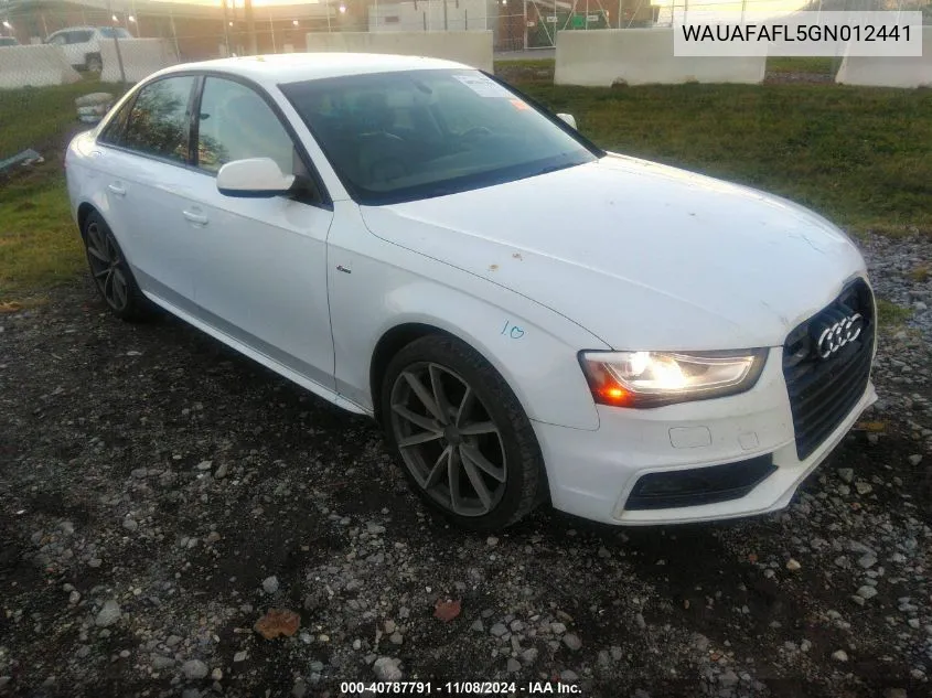 2016 Audi A4 2.0T Premium VIN: WAUAFAFL5GN012441 Lot: 40787791