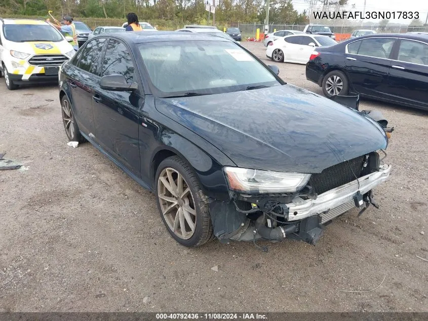 2016 Audi A4 2.0T Premium VIN: WAUAFAFL3GN017833 Lot: 40792436