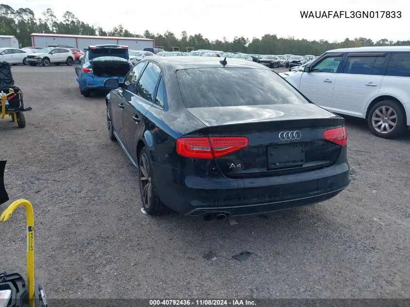 2016 Audi A4 2.0T Premium VIN: WAUAFAFL3GN017833 Lot: 40792436