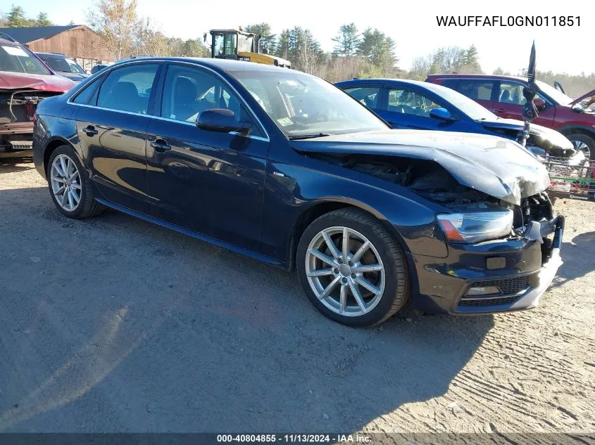 2016 Audi A4 2.0T Premium VIN: WAUFFAFL0GN011851 Lot: 40804855