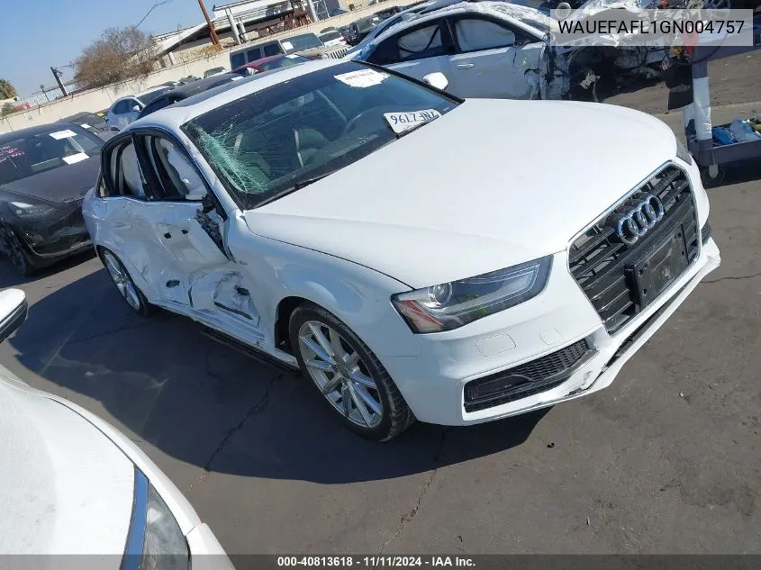 2016 Audi A4 Premium Plus S-Line VIN: WAUEFAFL1GN004757 Lot: 40813618