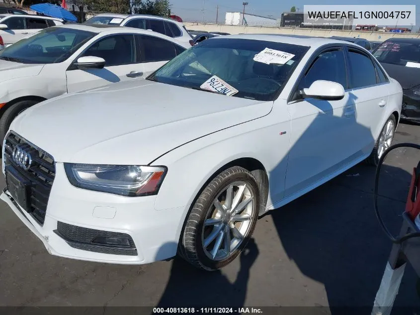 2016 Audi A4 Premium Plus S-Line VIN: WAUEFAFL1GN004757 Lot: 40813618