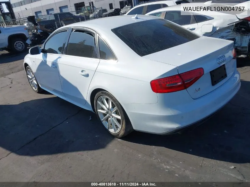 2016 Audi A4 Premium Plus S-Line VIN: WAUEFAFL1GN004757 Lot: 40813618