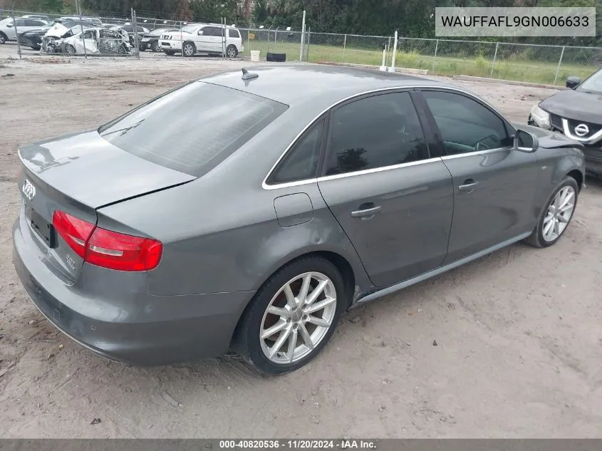 2016 Audi A4 2.0T Premium VIN: WAUFFAFL9GN006633 Lot: 40820536