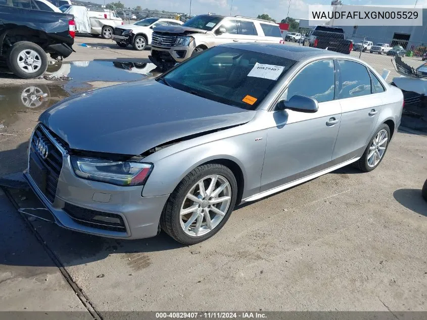 2016 Audi A4 2.0T Premium VIN: WAUDFAFLXGN005529 Lot: 40829407