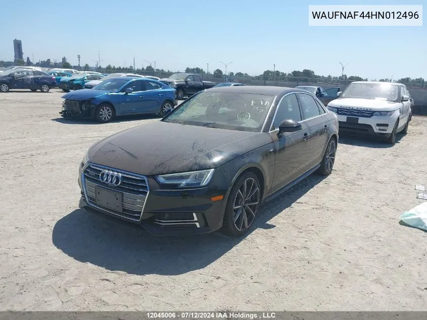 2017 Audi A4 VIN: WAUFNAF44HN012496 Lot: 12045006