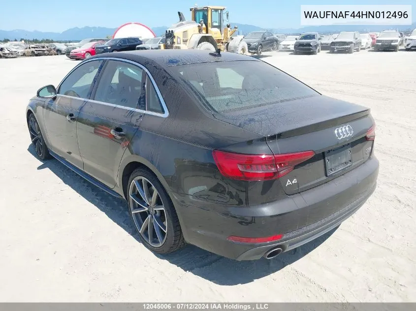 2017 Audi A4 VIN: WAUFNAF44HN012496 Lot: 12045006