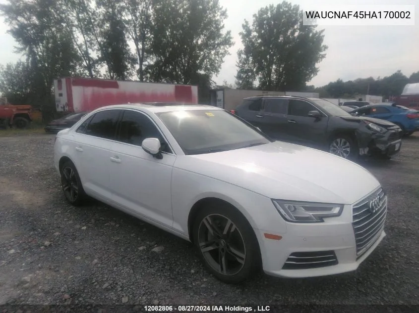 2017 Audi A4 VIN: WAUCNAF45HA170002 Lot: 12082806