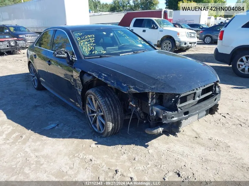 2017 Audi A4 2.0T Premium VIN: WAUENAF42HN004084 Lot: 12112343