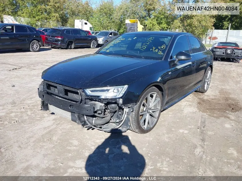 2017 Audi A4 2.0T Premium VIN: WAUENAF42HN004084 Lot: 12112343