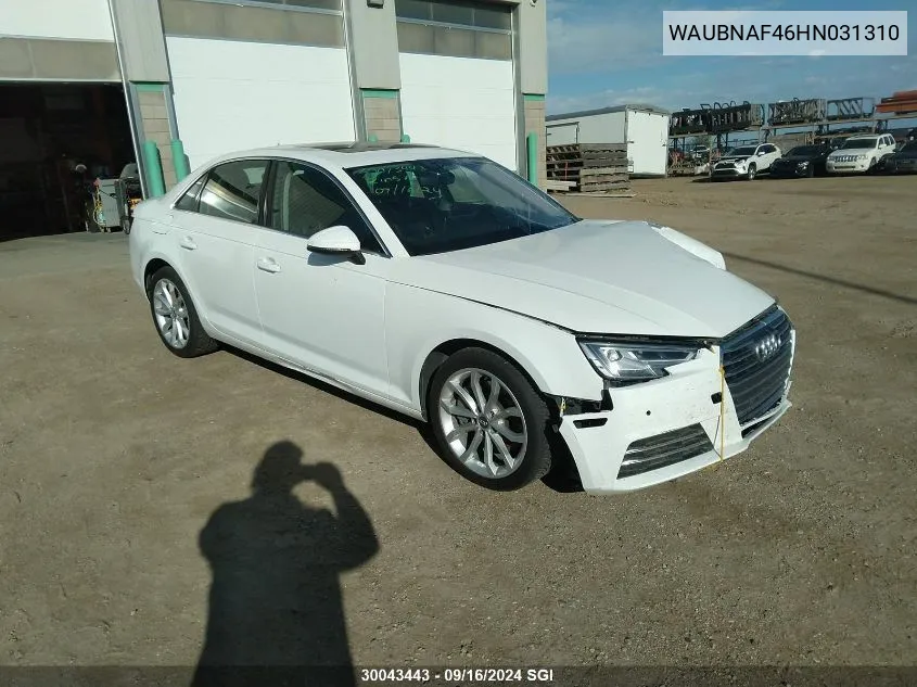 WAUBNAF46HN031310 2017 Audi A4 Progressiv