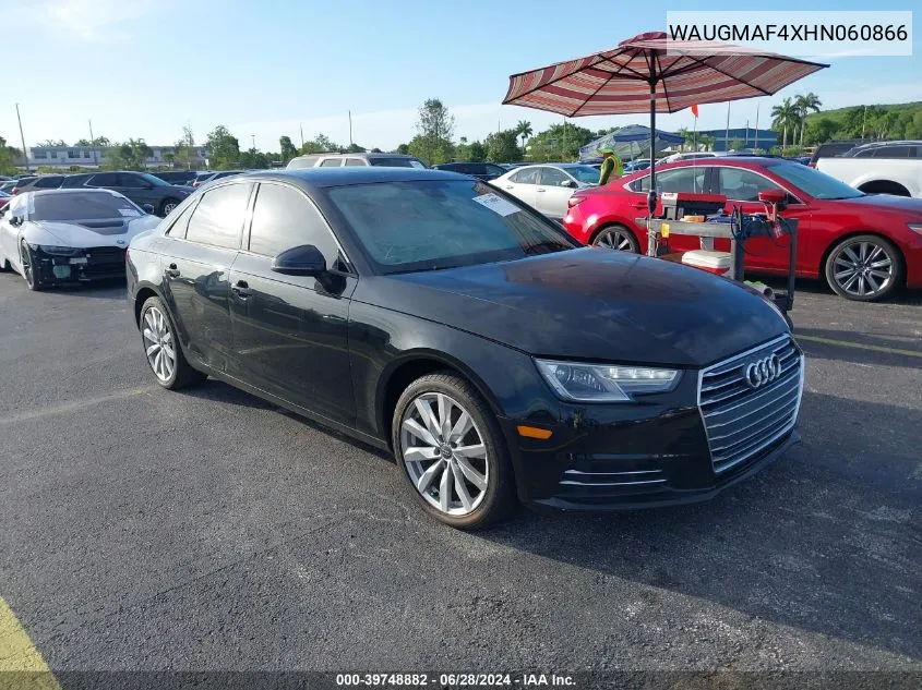 2017 Audi A4 Ultra Premium VIN: WAUGMAF4XHN060866 Lot: 39748882