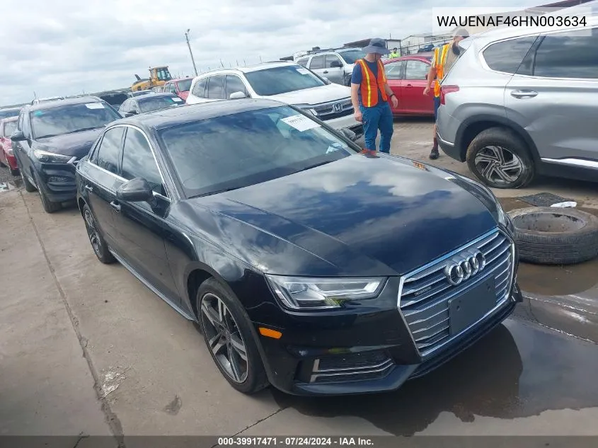 WAUENAF46HN003634 2017 Audi A4 2.0T Premium